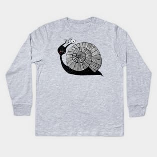Funny Cartoon Snail With Spiral Eyes Kids Long Sleeve T-Shirt